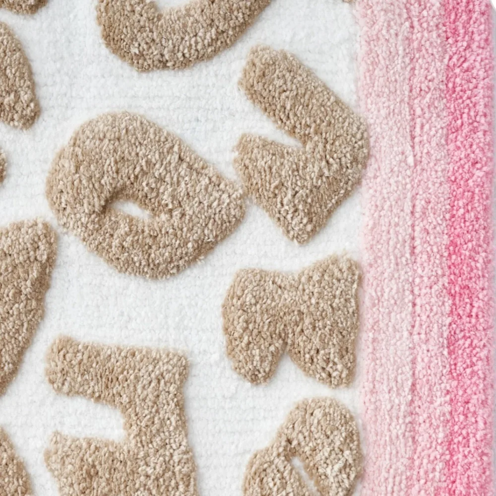 CARO HOME Collection Textured Plush Animal Print Bath Rug WithContrasting Border